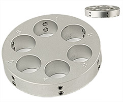EM-Tec J6 multi stub holder for 6 x Ø12.2mm JEOL stubs, Ø50.0x10mm, M4